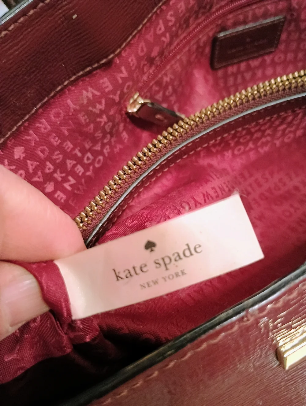 Kate Spade Burgundy Patent Leather Tote with Matching Zip Wallet - Picture 5 of 11